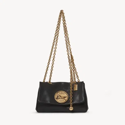 Chloé Small  Heritage Shoulder Bag In Grained Leather Black Size Onesize 100% Bubalus Bubalis, Farmed
