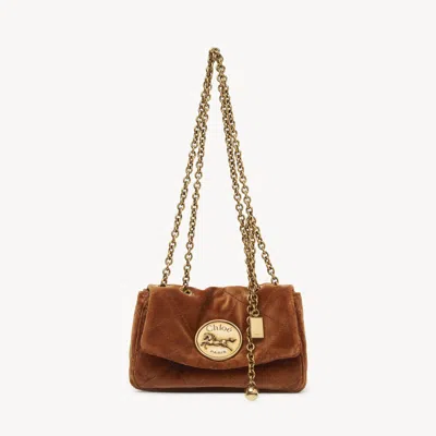 Chloé Small  Heritage Shoulder Bag In Velvet Brown Size Onesize 100% Cotton