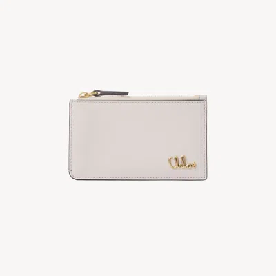 Chloé Small  Iconic Purse With Card Slots In Grained Leather Grey Size Onesize 100% Bubalus Bubalis,