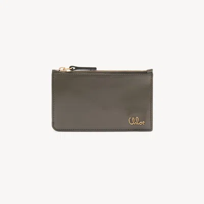 Chloé Small  Iconic Purse With Card Slots In Shiny Leather Grey Size Onesize 100% Calf-skin Leather In Gray