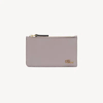 Chloé Small  Iconic Purse With Card Slots In Shiny Leather Purple Size Onesize 100% Calf-skin Leather