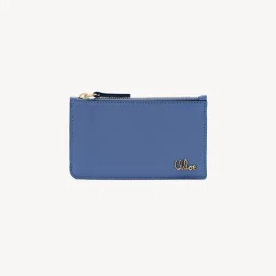 Chloé Small  Iconic Purse With Card Slots In Shiny Leather Red Size Onesize 100% Calf-skin Leather In Blue