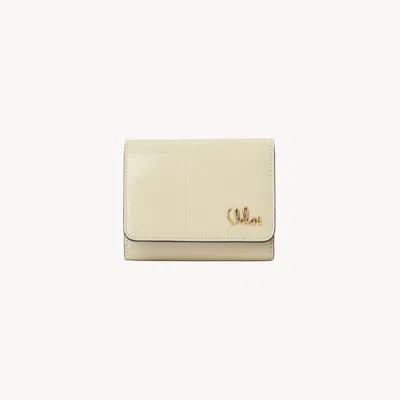 Chloé Petit Portefeuille À Trois Volets  Iconic En Cuir Effet Crocodile Femme Beige Taille Onesize 10