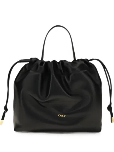 Chloé Small  Icons Drawstring Leather Tote Bag In Black