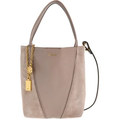 Chloé Small  Spin Leather & Suede Tote In Brown