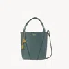 Chloé Small  Spin Tote Bag In Grained Leather Blue Size Onesize 100% Bovine Leather In Blue