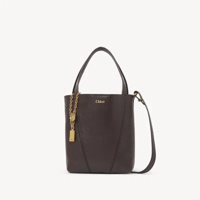 Chloé Small  Spin Tote Bag In Grained Leather Brown Size Onesize 100% Bovine Leather