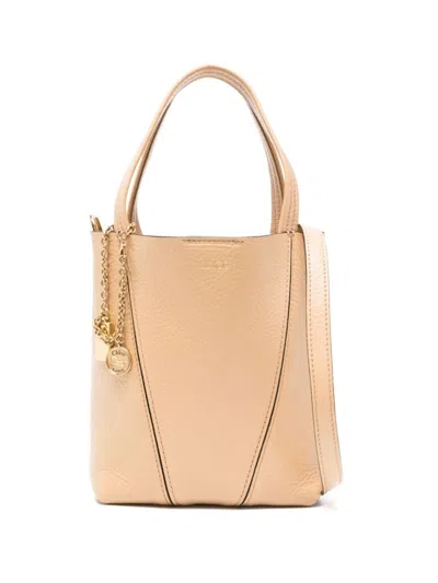 Chloé Small Spin Tote In Grained Leather Bags In Nude & Neutrals