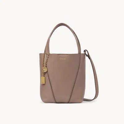 Chloé Small  Spin Tote Bag In Grained Leather Pink Size Onesize 100% Bovine Leather