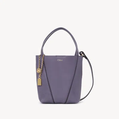 Chloé Small  Spin Tote Bag In Grained Leather Purple Size Onesize 100% Bovine Leather