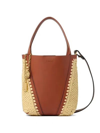 Chloé Small  Spin Woven-pannels Charm-detail Bucket Bag In Pattern