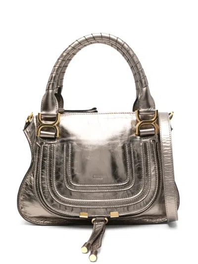 Chloé Small Double Carrie Tote Bag In Gray