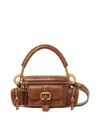 Chloé Small Double Carry Leather Bag With Multipocket Detail In Marrón