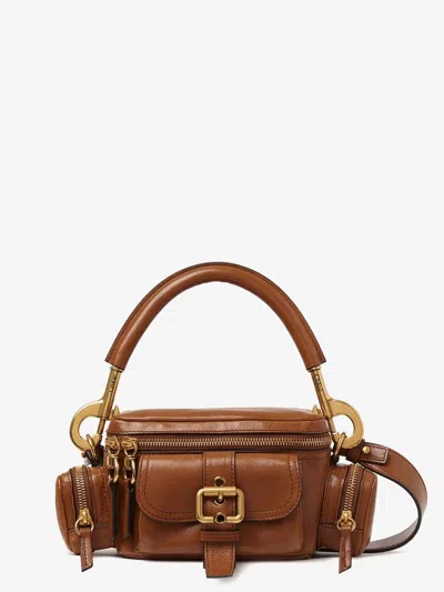 CHLOÉ SMALL DOUBLE CARRY LEATHER BAG WITH MULTIPOCKET DETAIL