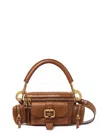 Chloé Small Double Carry Leather Bag With Multipocket Detail In Earth