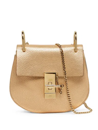 Pre-owned Chloé Small Drew Leather Shoulder Bag In Gold