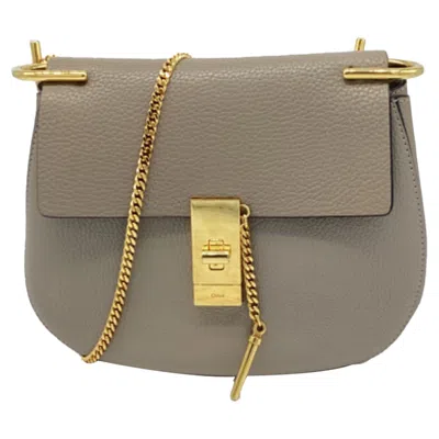 Chloé Small Drew Shoulder Bag In Grey Leather In Gray