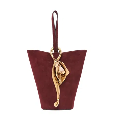 Chloé Small Eden Treasures Wristlet Bucket Bag In Suede Leather In Burgundy