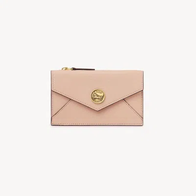 Chloé Small Envelope Purse With Card Slots In Grained Leather Beige Size Onesize 100% Goatskin In Neutral