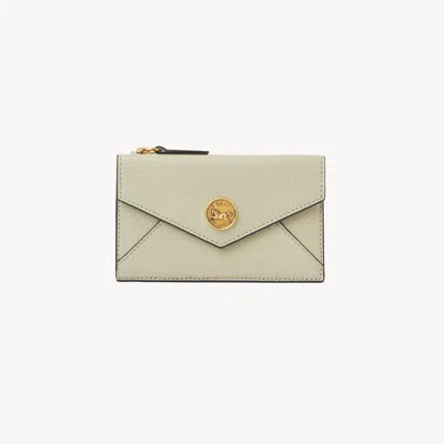 Chloé Small Envelope Purse With Card Slots In Grained Leather Beige Size Onesize 100% Goatskin In Green