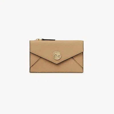 Chloé Small Envelope Purse With Card Slots In Grained Leather Beige Size Onesize 100% Goatskin