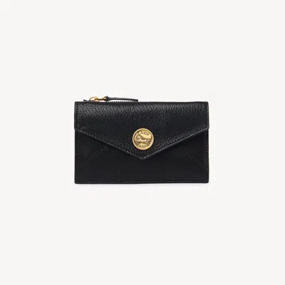 Chloé Small Envelope Purse With Card Slots In Grained Leather Black Size Onesize 100% Goatskin