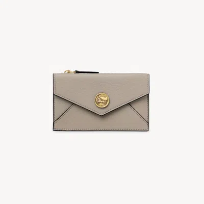 Chloé Small Envelope Purse With Card Slots In Grained Leather Grey Size Onesize 100% Goatskin In Gray