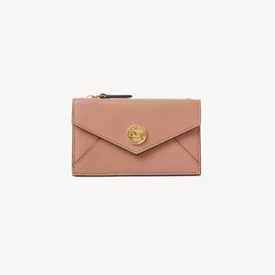 Chloé Small Envelope Purse With Card Slots In Grained Leather Orange Size Onesize 100% Goatskin
