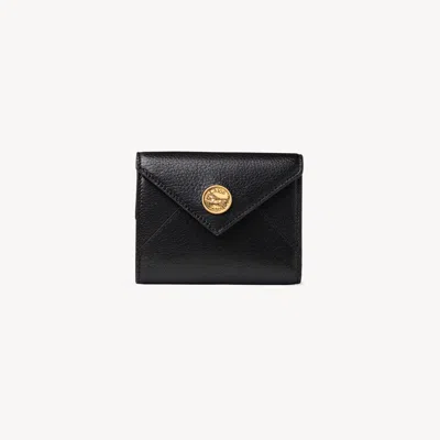 Chloé Small Envelope Tri-fold In Grained Leather In Black