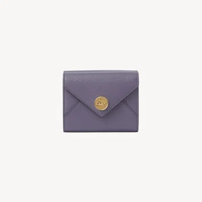 Chloé Small Envelope Tri-fold In Grained Leather Purple Size Onesize 100% Goatskin