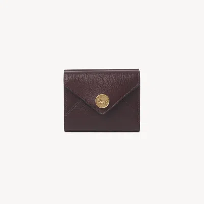 Chloé Small Envelope Tri-fold In Grained Leather Red Size Onesize 100% Goatskin