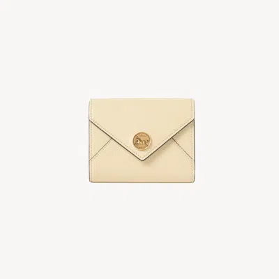 Chloé Small Envelope Tri-fold Wallet In Grained Leather In Neutral