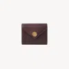 Chloé Small Envelope Tri-fold Wallet In Grained Leather In Burgundy