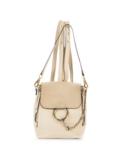 Pre-owned Chloé Small Faye Backpack In Neutral