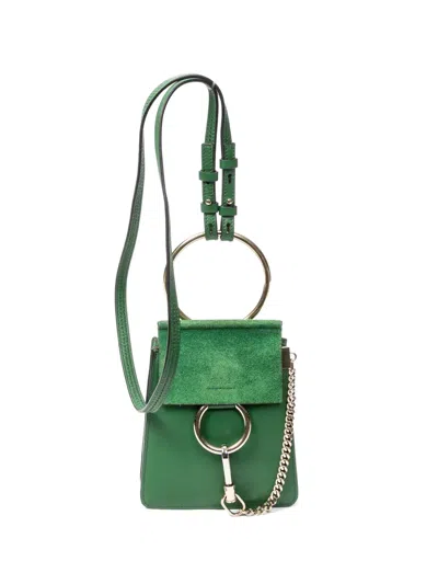 Pre-owned Chloé Small Faye Leather Shoulder Bag In Green
