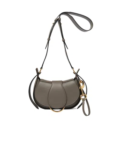Chloé Ride Small Flap Crossbody Bag In Calfskin In Flannel Grey