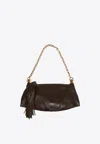 Chloé Foulard Tasseled Paneled Textured-leather Shoulder Bag In Brown