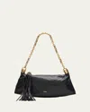 Chloé Small Foulard Tassel Shoulder Bag In Buffalo Leather In Black