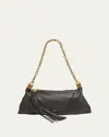 Chloé Small Foulard Tassel Shoulder Bag In Buffalo Leather In Kohl Brown
