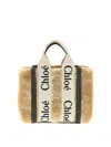 Chloé Beige Woody Small Tote In Sand
