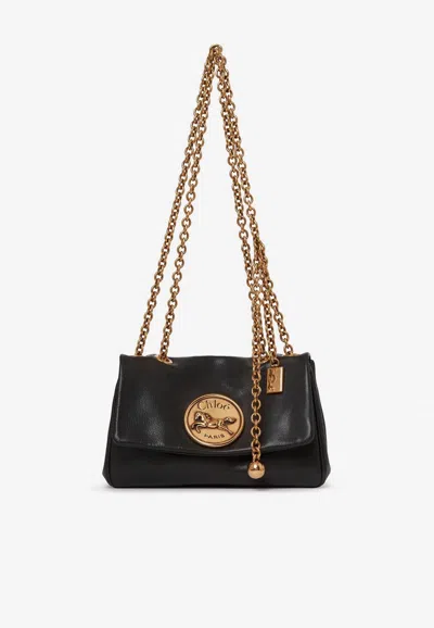 Chloé Small Heritage Grained Leather Shoulder Bag In Black