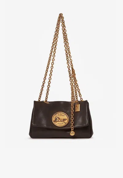 Chloé Small Heritage Grained Leather Shoulder Bag In Brown