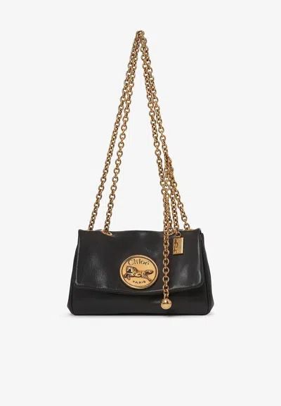 Chloé Small Heritage Leather Shoulder Bag In Black