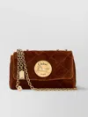 Chloé Chloe Women Caramel Velvet Small Chloe Heritage Shoulder Bag In Pink
