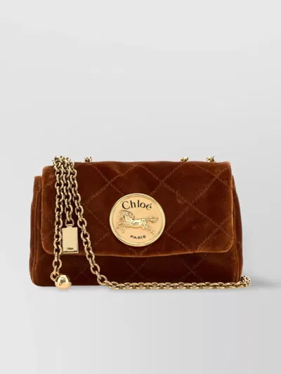 Chloé Small Heritage Shoulder Bag Quilted Design Chain Strap In Pink