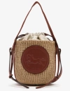 Chloé Small Horse Medal Bag Made Of Natural Fibers In Sepia Brown