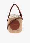 Chloé Mini Horse Medal Basket Bag In Natural Fibres Brown Size Onesize 100% Paper Yarn, Calf-skin Leather In Beige