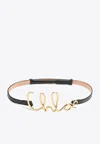 Chloé Small Iconic Logo Leather And Brass Belt