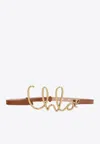 Chloé Womens Chloe Script-hardware Leather Belt Clay Brown In Brown