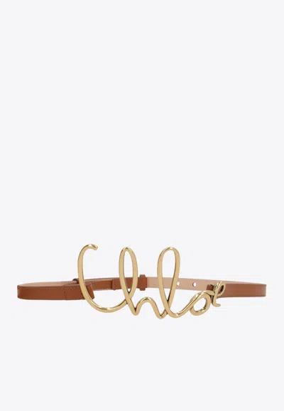 CHLOÉ SMALL ICONIC LOGO LEATHER BELT